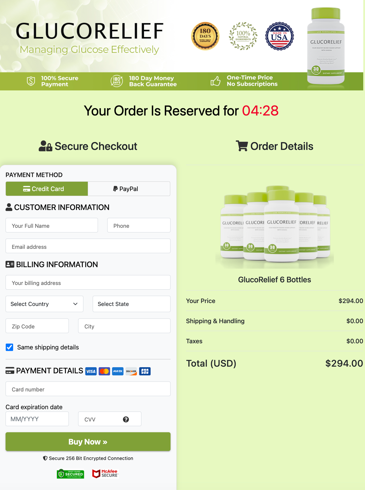 glucorelief-order-page